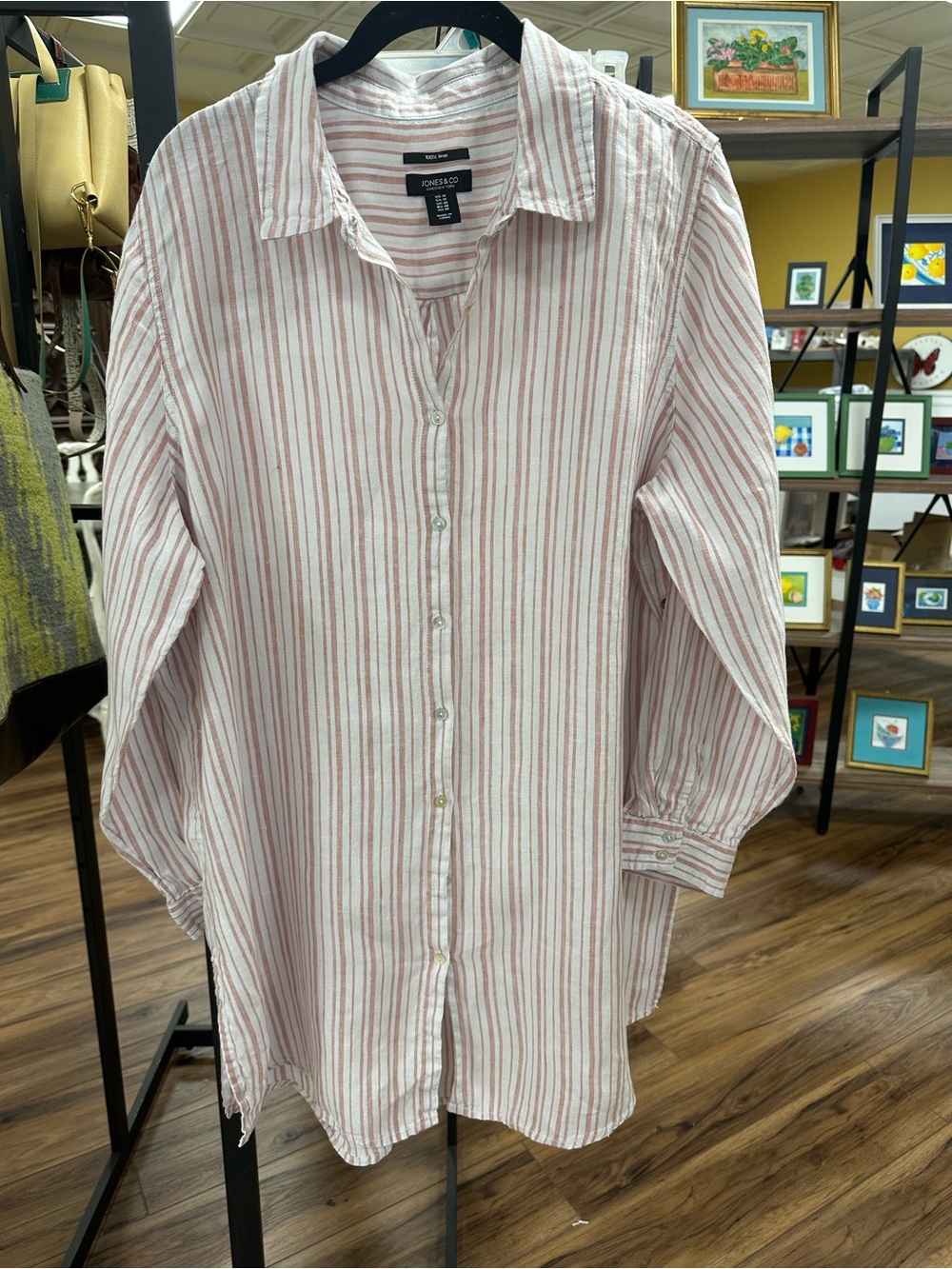 Jones New York 100% Linen Long Sleeve Tunic Shirt 1X
